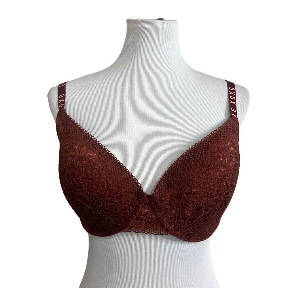 XOXO Bra 38DD Wine Padded Cup Underwire‎ Adjustable Straps Lace Back Love Xo